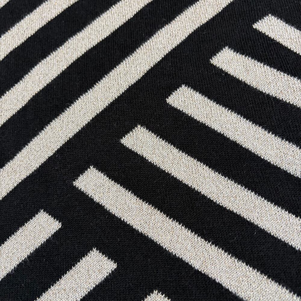 WHBM Women’s sweater tunic length black/cream/gold sparkle stripe. Size L. - Picture 5 of 7